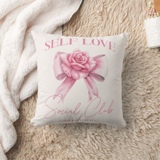 Coquette Pink Bow Decorative Pillow (Blanket)