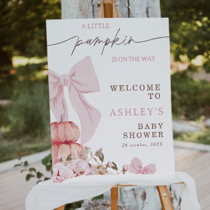 Coquette Pink Bow Floral Baby Shower Welcome Sign