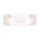 Coquette Pink Bow Floral Girl Baby Shower Label