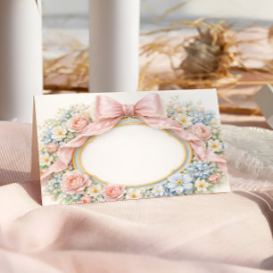 Coquette Pink Bow Floral  Place Card
