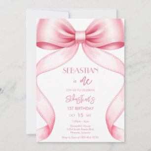 Coquette Pink Bow Girl Birthday Invitation