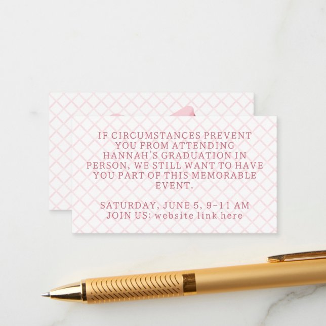 Coquette Pink Bow Graduation Enclosure Card (Front/Back In Situ)