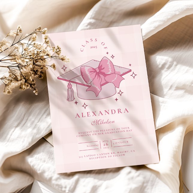 Coquette Pink Bow Graduation Invitation (Creator Uploaded)
