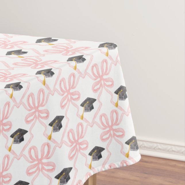 Coquette Pink Bow Graduation  Tablecloth (In Situ)