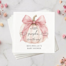 Coquette Pink Bow Little Pumpkin Baby Shower