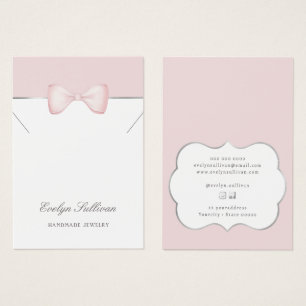 Coquette pink bow necklace display card