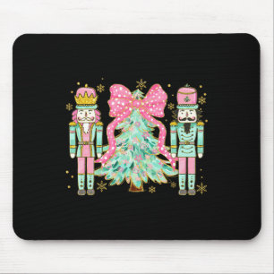 Coquette Pink Bow Nutcracker Christmas Tree Preppy Mouse Mat