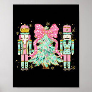 Coquette Pink Bow Nutcracker Christmas Tree Preppy Poster