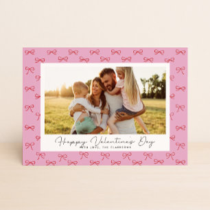 Coquette Pink Bow One Photo Valentine’s Day Card