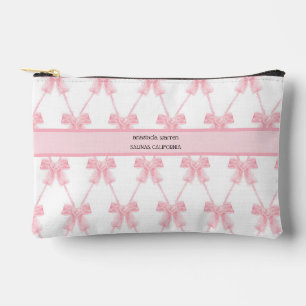 Coquette Pink Bow Personalised Accessory Pouch