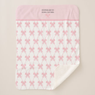 Coquette Pink Bow Personalised Sherpa Blanket
