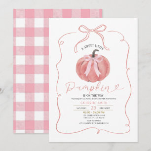 Coquette Pink Bow Pumpkin Baby Shower  Invitation