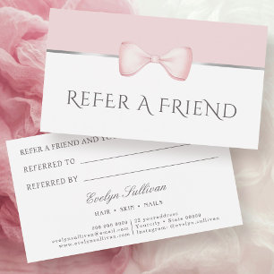 Coquette pink bow referral card
