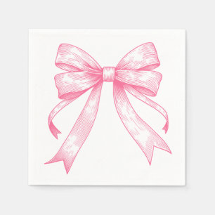 Coquette Pink Bow Retro Girl Baby Shower Napkin