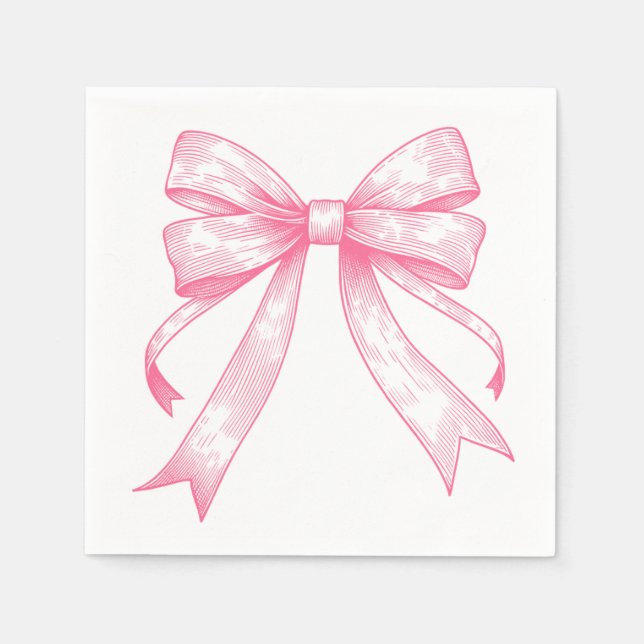 Coquette Pink Bow Retro Girl Baby Shower Napkin (Front)