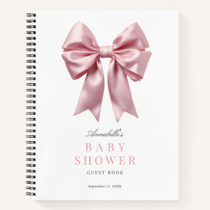 Coquette Pink Bow Ribbon Baby Shower Guest Book