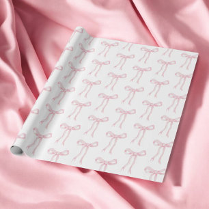 Coquette Pink Bow Ribbon Tying The Knot Wrapping Paper