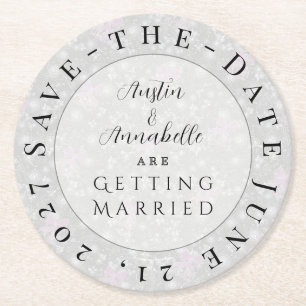 Coquette Pink bow-Save-the-Date coaster