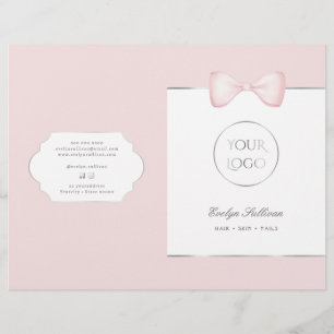 Coquette pink bow services menu brochure
