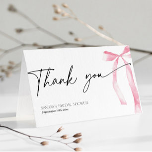 Coquette Pink Bow Shes Tying The Knot Bridal Thank You Card