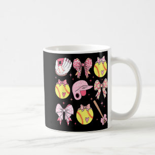 Coquette Pink Bow Softball Mum Mothers Day Coffee Mug
