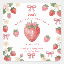 Coquette Pink Bow Strawberry Berry First Birthday