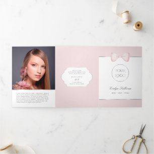 Coquette Pink Bow Trifold Brochure