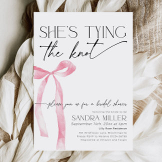 Coquette Pink Bow Tying the knot Bridal Shower Invitation