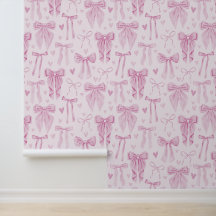 Coquette Pink Bows and Hearts on Soft Pink