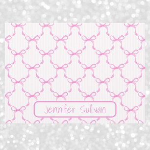 Coquette Pink Bows Striped Elegant Personalized Card