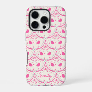Coquette Pink Cherry Hearts iPhone 16 Pro Case