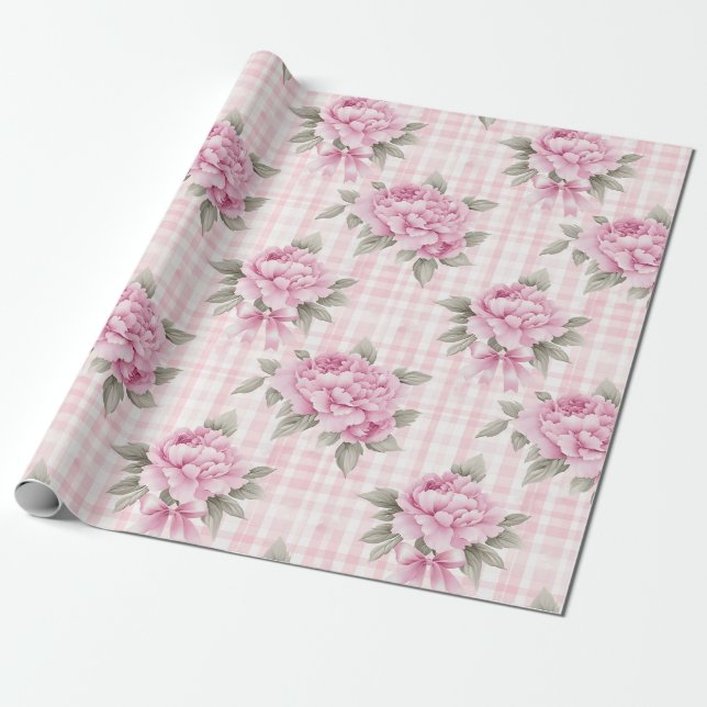 Coquette Pink Floral Wrapping Paper (Unrolled)