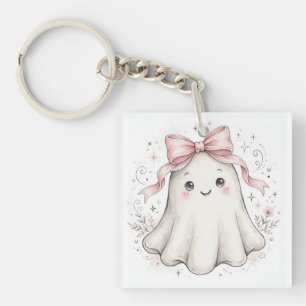 Coquette Pink Ghost First Birthday Paper Plates Key Ring