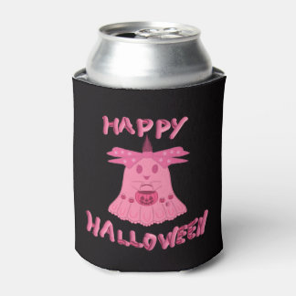 Coquette Pink Ghost Happy Halloween Digital Art Can Cooler