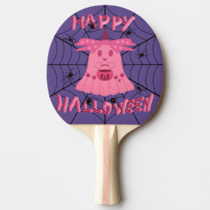 Coquette Pink Ghost Happy Halloween Digital Art Ping Pong Paddle