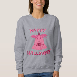 Coquette Pink Ghost Happy Halloween Digital Art Sweatshirt