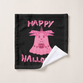 Coquette Pink Ghost Happy Halloween Digital Art Wash Cloth