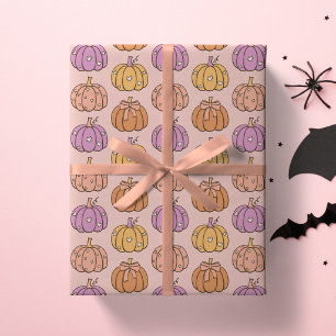 Coquette Pink Halloween Party Girly Pumpkin Preppy Wrapping Paper