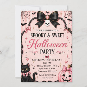 Coquette Pink Halloween Party Invitation