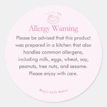 Coquette Pink Heart Allergy Warning