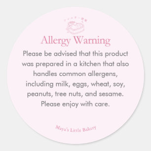 Coquette Pink Heart Allergy Warning Classic Round Sticker