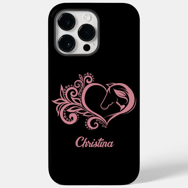Coquette Pink Heart Horse Girl Feminine Elegant Case-Mate iPhone Case (Back)