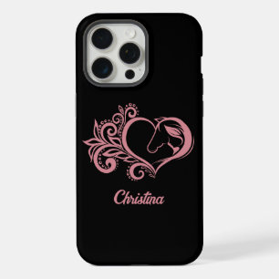 Coquette Pink Heart Horse Girl Feminine Elegant iPhone 15 Pro Max Case