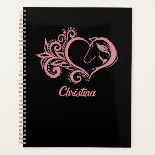 Coquette Pink Heart Horse Girl Feminine Elegant Planner