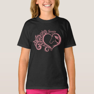 Coquette Pink Heart Horse Girl Feminine Elegant T-Shirt
