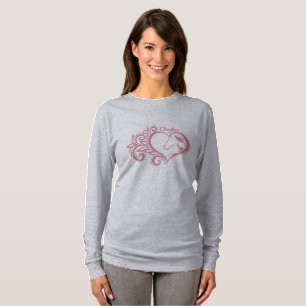 Coquette Pink Heart Horse Girl Feminine Elegant T-Shirt