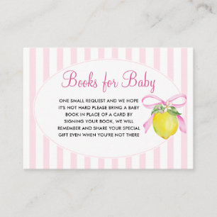 Coquette Pink Lemon Baby Shower Books for Baby Enclosure Card