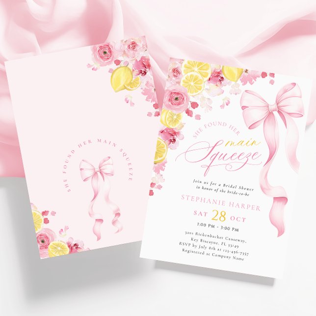 Coquette Pink Lemon Bridal Shower Invitation (Creator Uploaded)