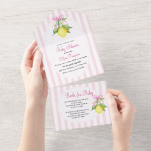 Coquette Pink Lemons Baby Shower All In One Invitation