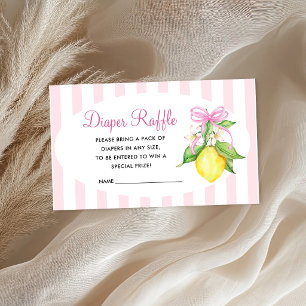 Coquette Pink Lemons Baby Shower Diaper Raffle Enclosure Card
